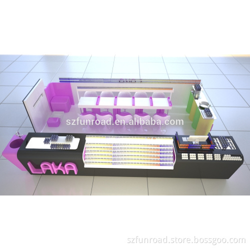 High Standard Custom Tag Nail Bar Kiosk Design with Nail Display Showcase